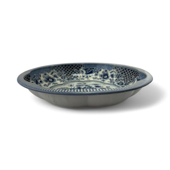 Vintage 1971 Daher Decorated Ware Blue & White Floral Fruit Tin Plate England - Picture 5 of 6